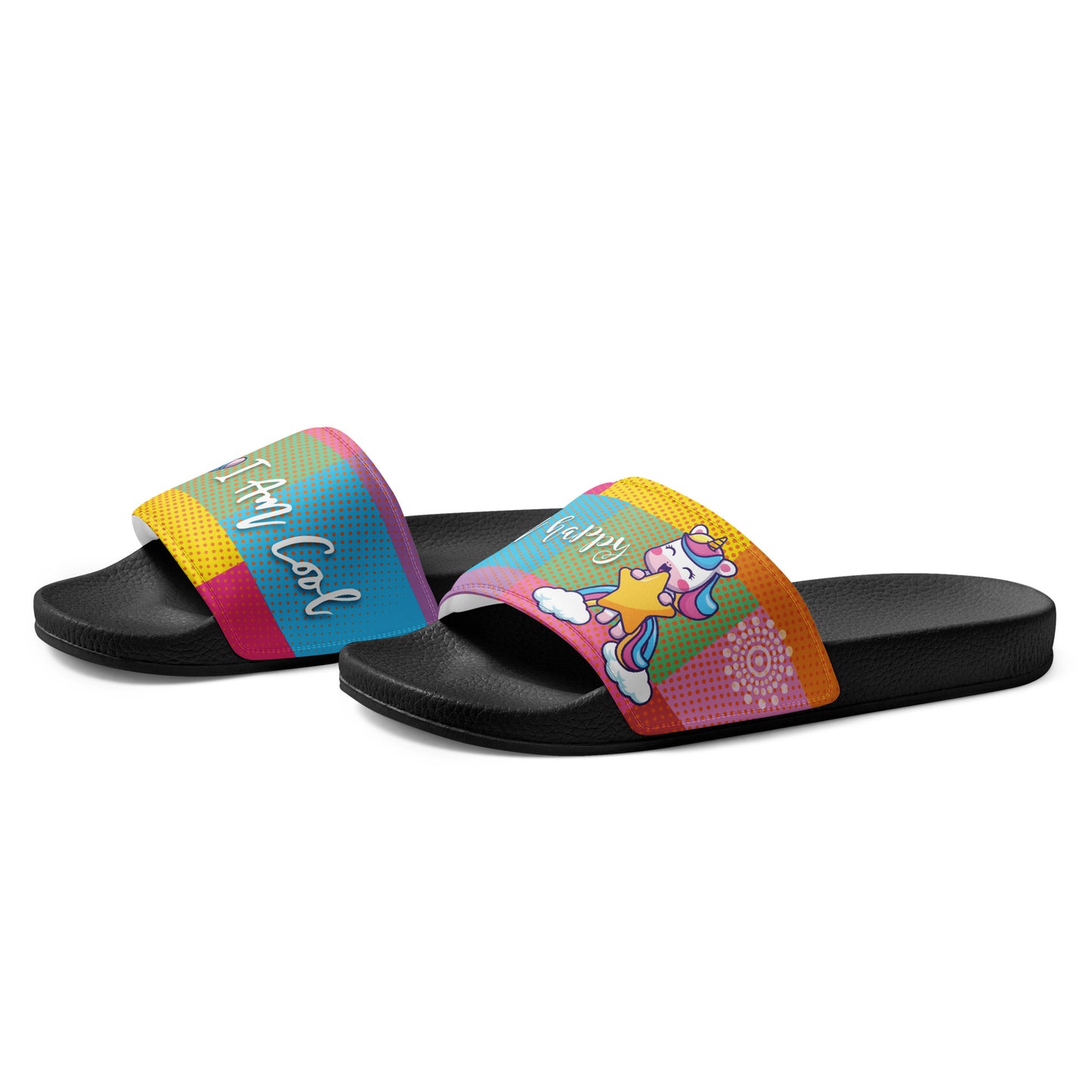 Colorful Unicorn and Cow Women's Slides