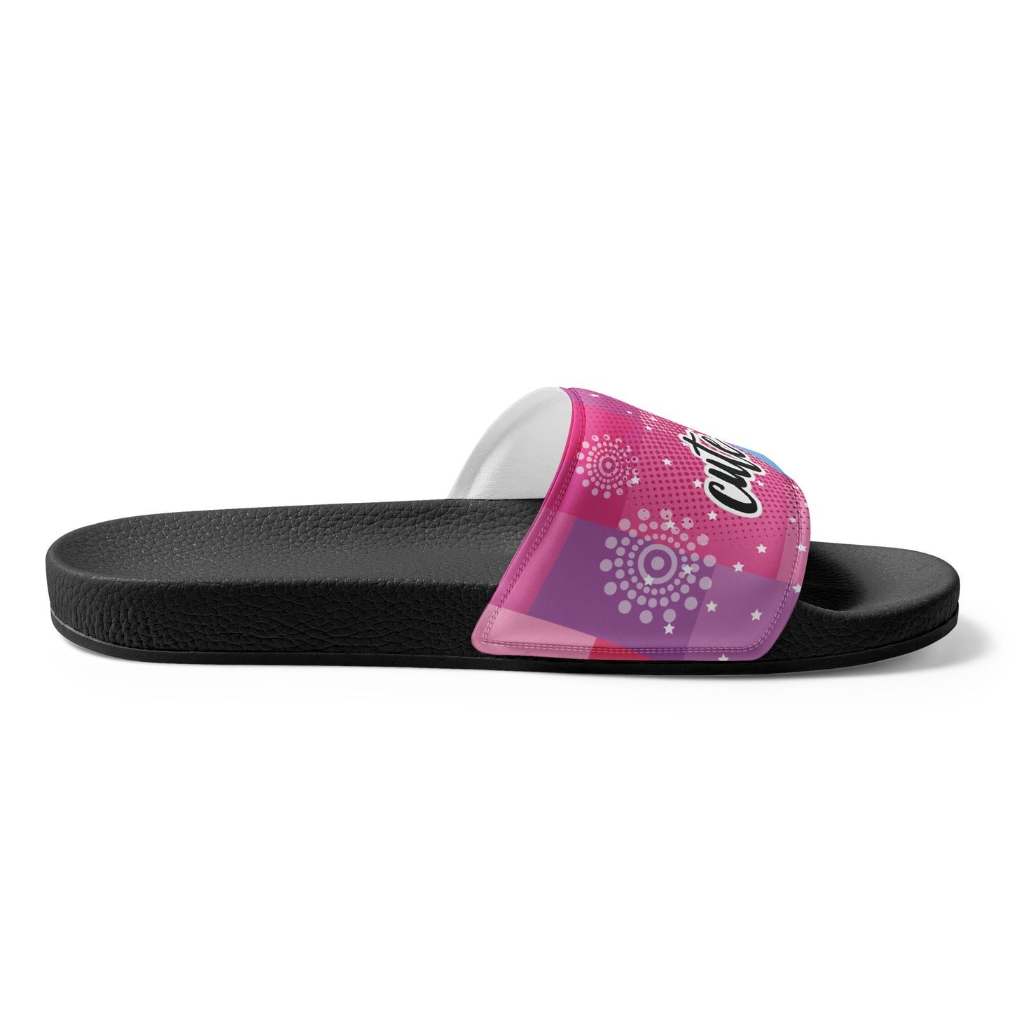 womens slides black front