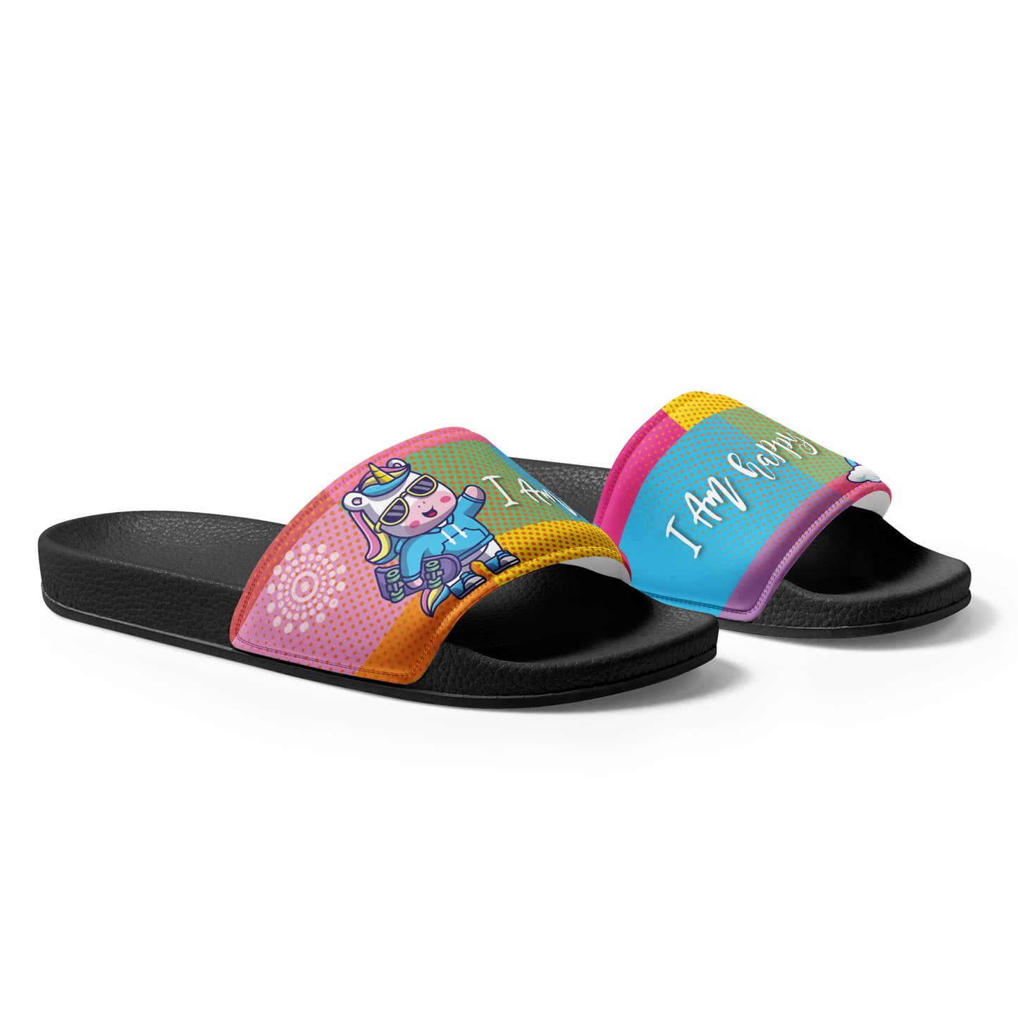 Colorful Unicorn and Cow Women's Slides