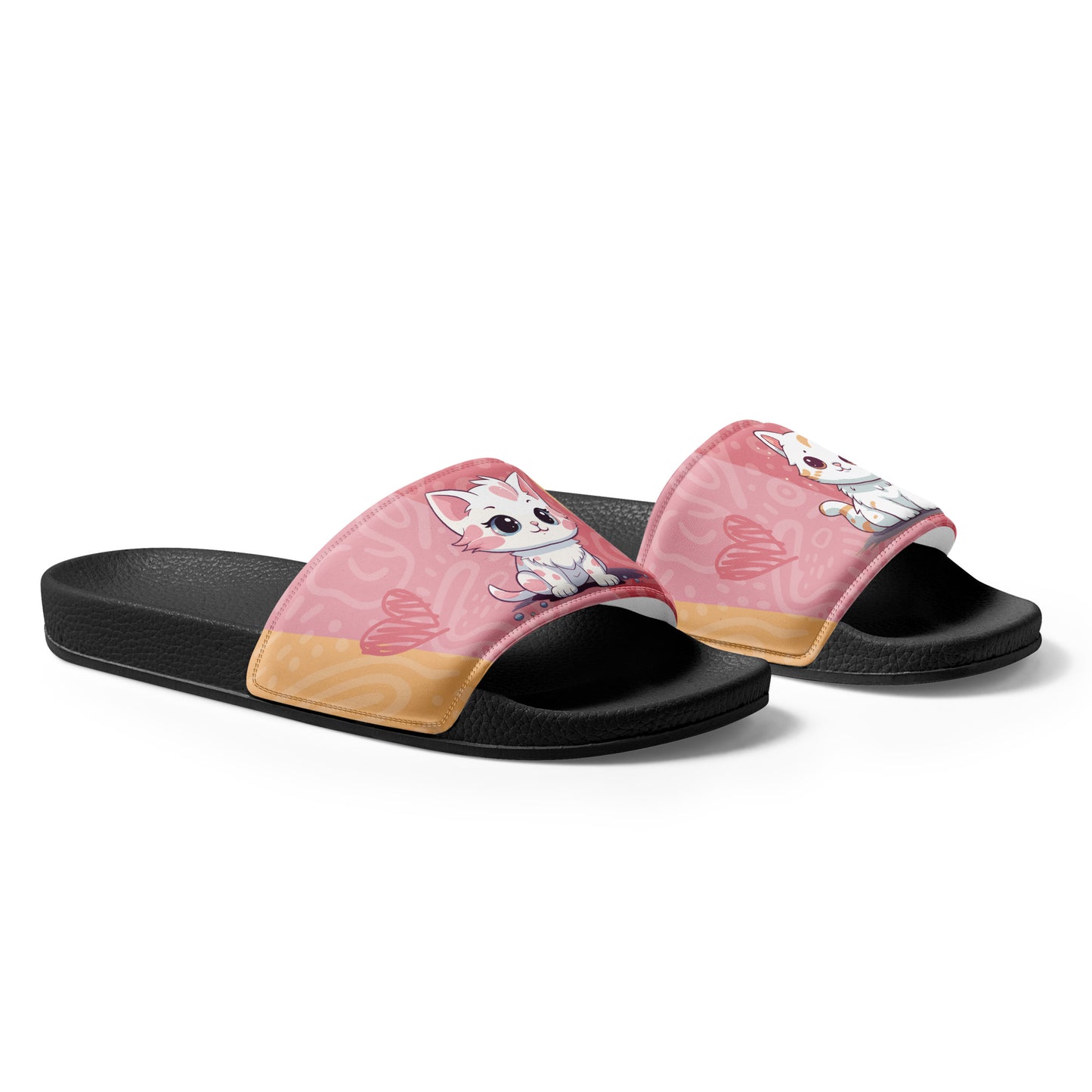 Cute Cat-Themed Pink Women's Slides