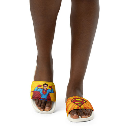 Superman-Themed Yellow Women's Slides