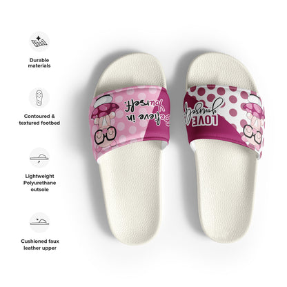 Pink Polka Dot Mushroom Women's Slides