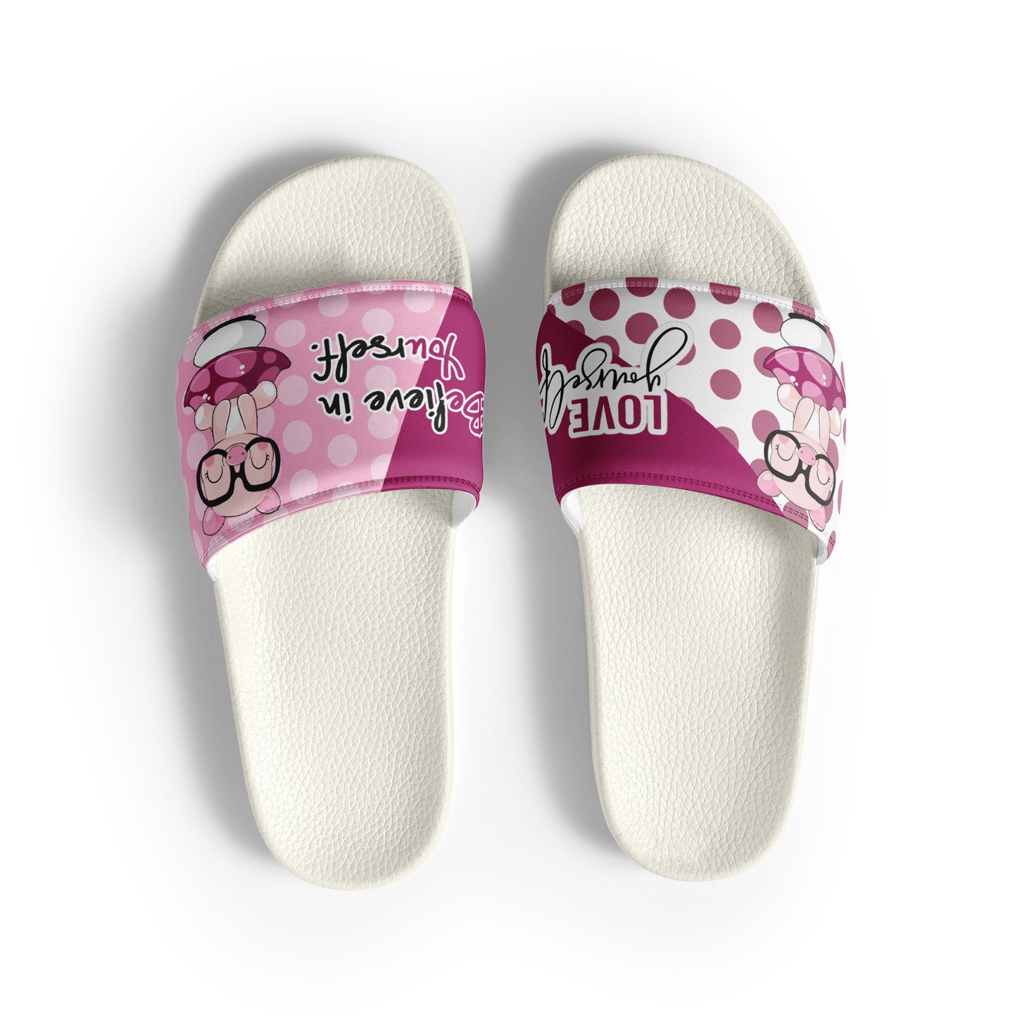 Pink Polka Dot Mushroom Women's Slides