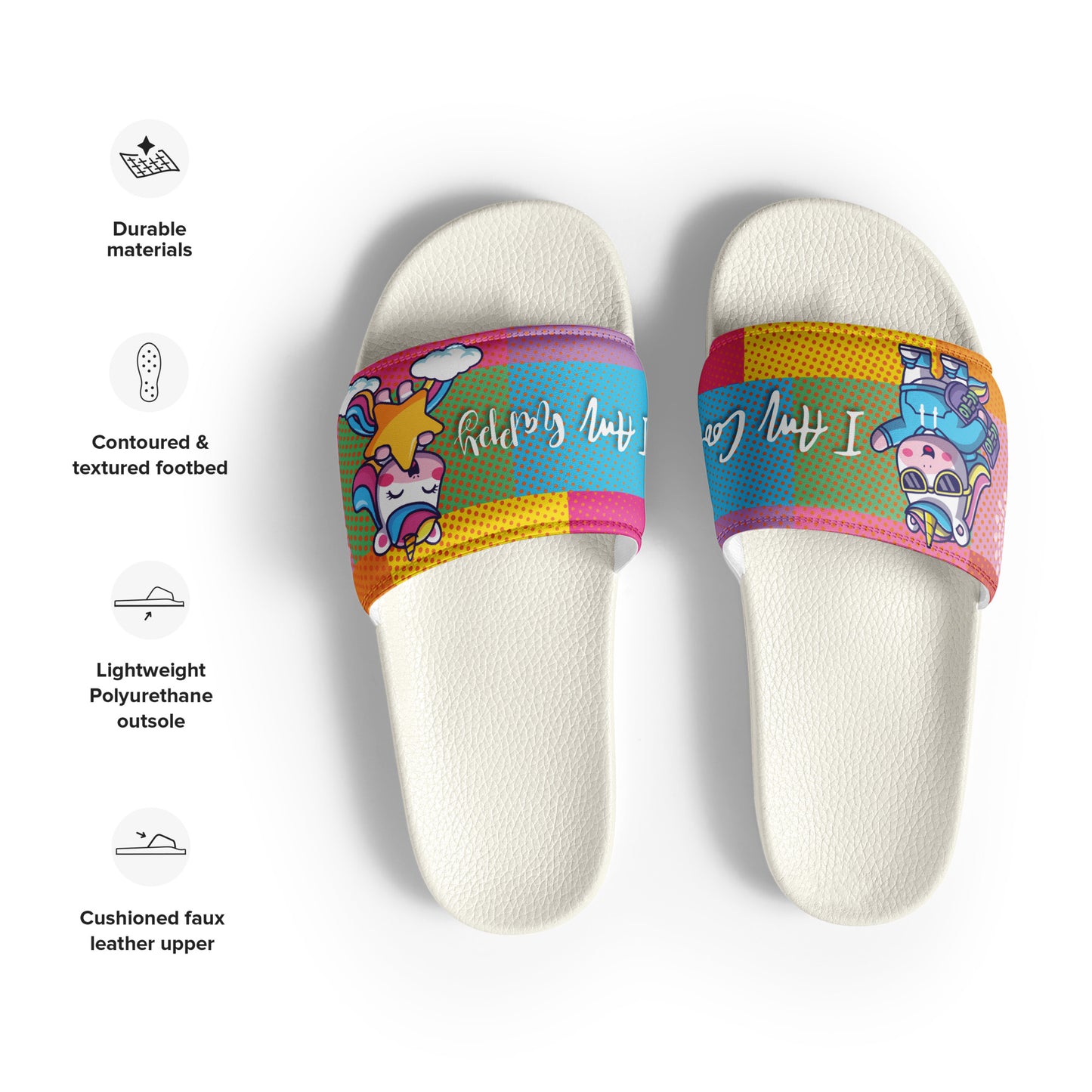 Colorful Unicorn and Cow Women's Slides