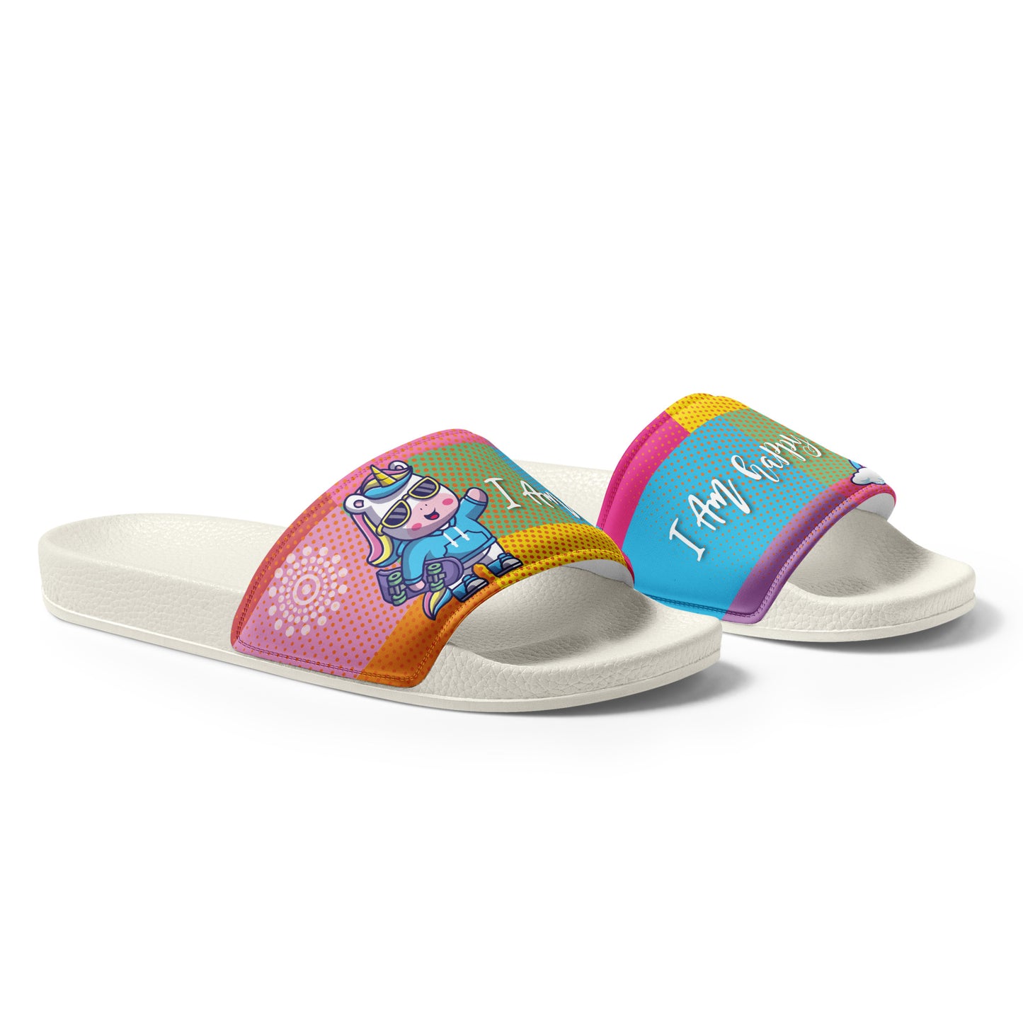 Colorful Unicorn and Cow Women's Slides